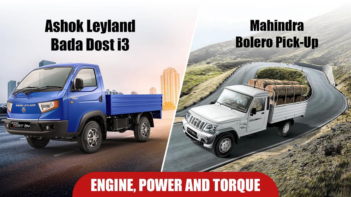Compare Ashok Leyland Bada Dost i3 vs Mahindra Bolero Pick-Up: Engine, Power and Mileage.