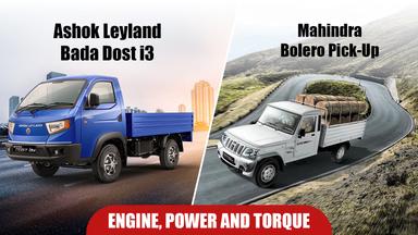 Compare Ashok Leyland Bada Dost i3 vs Mahindra Bolero Pick-Up: Engine, Power and Mileage.