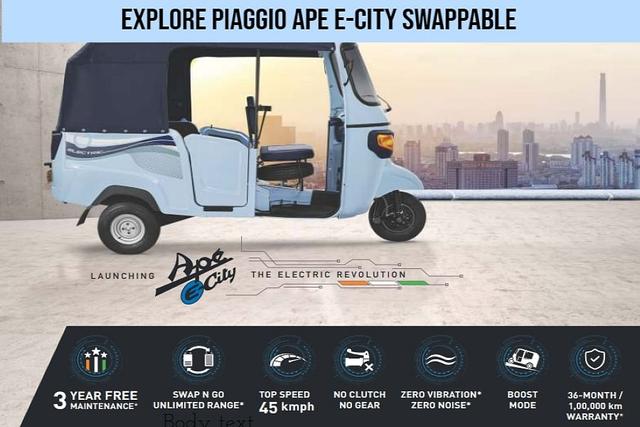 Piaggio Ape E-City Swappable Battery Auto With First-In-Category Digital Cluster, Ground Clearance Of 200 mm And Affordable Price Tag Might Be Perfect For You