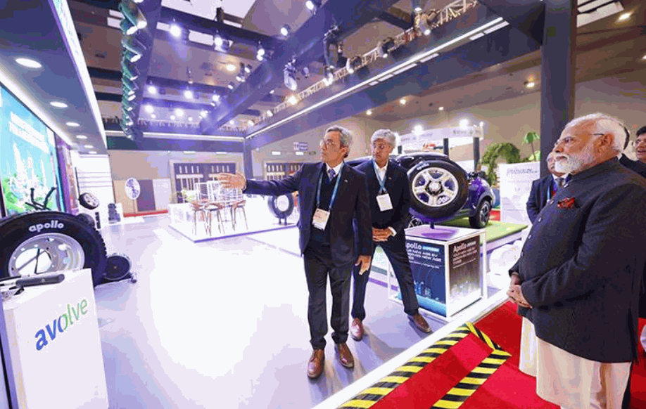 Prime Minister Narendra Modi visited the Apollo Tyres pavilion at the Bharat Mobility Show 2024 held in the first week of February in New Delhi.